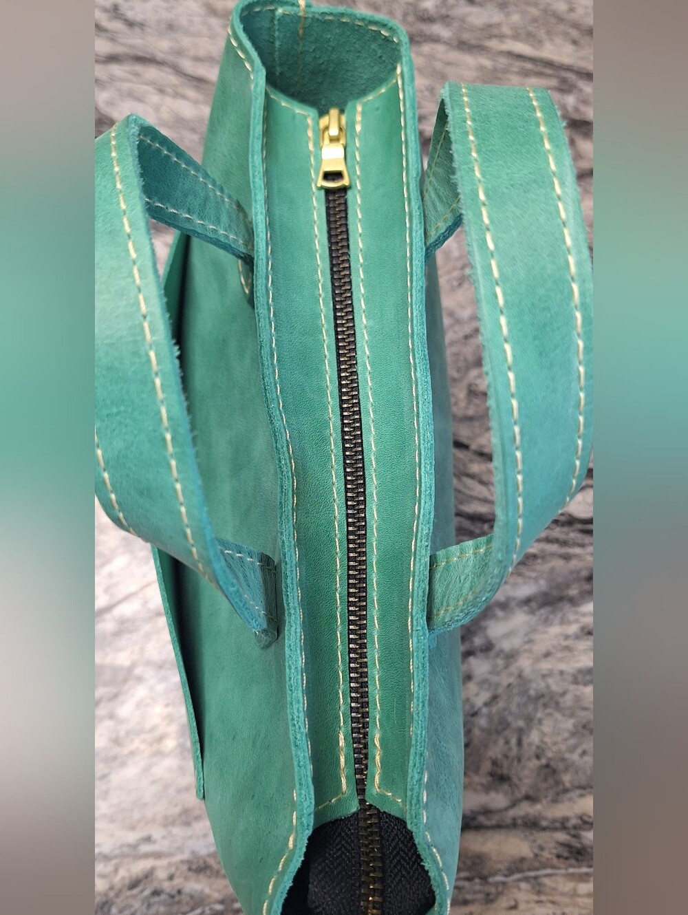 Portland Leather Mini Crossbody Tote, REEF, EUC - Picture 9 of 10